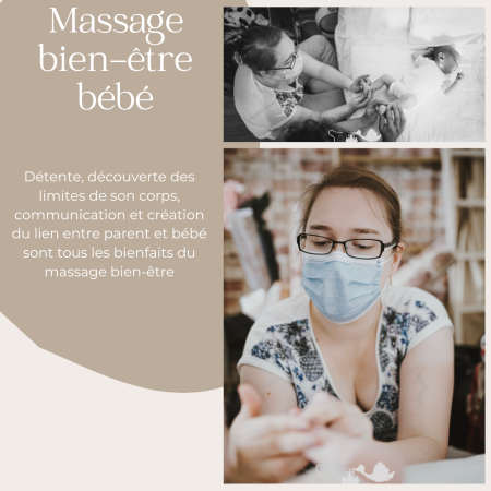 Massage bien-être bébé - Détente, découverte des limites de son corps, communication et création du lien entre parent et bébé sont tous les bienfaits du massage bien-être